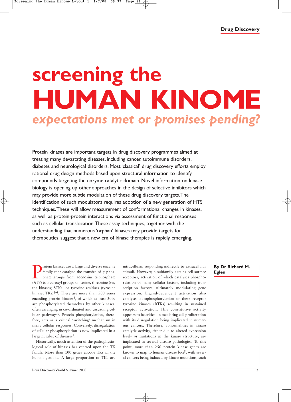 Screening the Human Kinome:Layout 1 1/7/08 09:33 Page 21