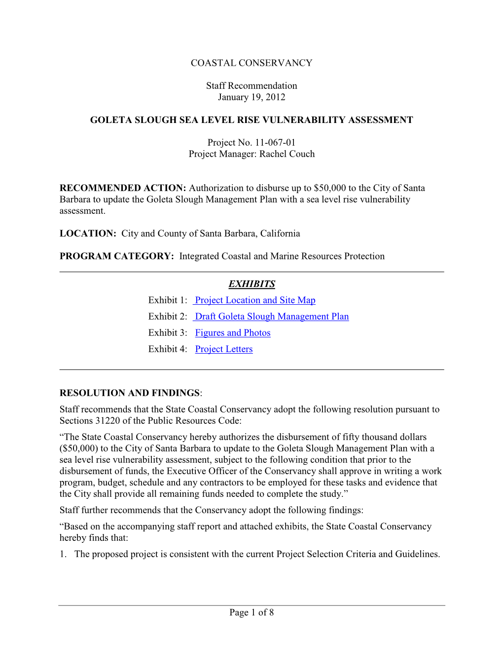 Goleta Slough Sea Level Rise Vulnerability Assessment