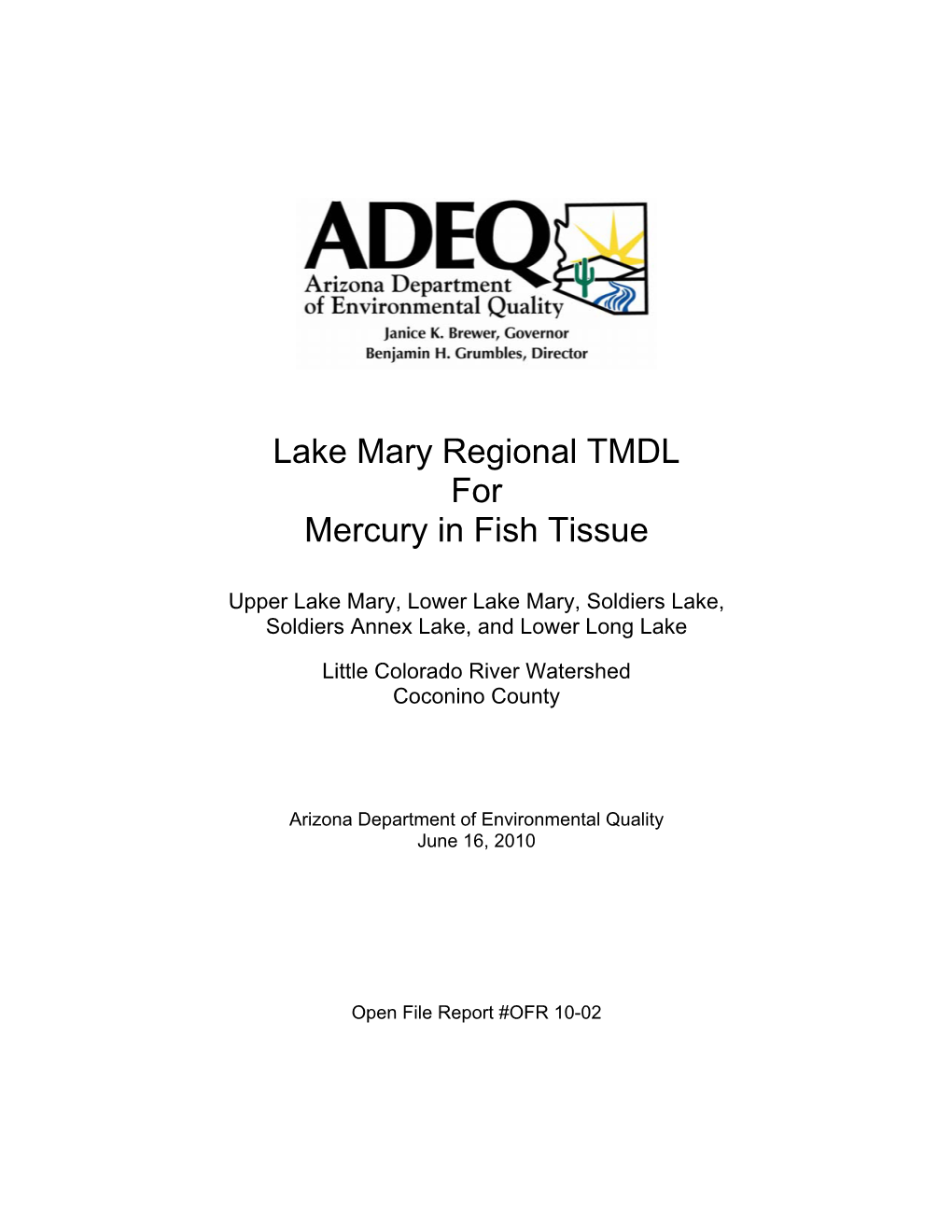 Lake Mary Regional TMDL for Mercury in Fish Tissue