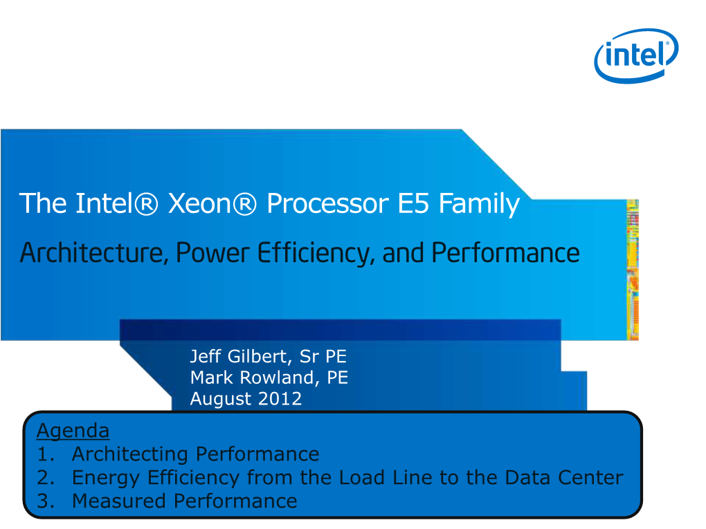 Xeon E5 2600: Power/Performance Efficiency in the Data Center