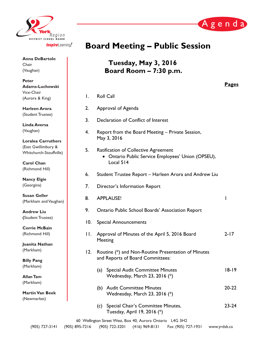 2016-Public-Board-Meeting-Agenda
