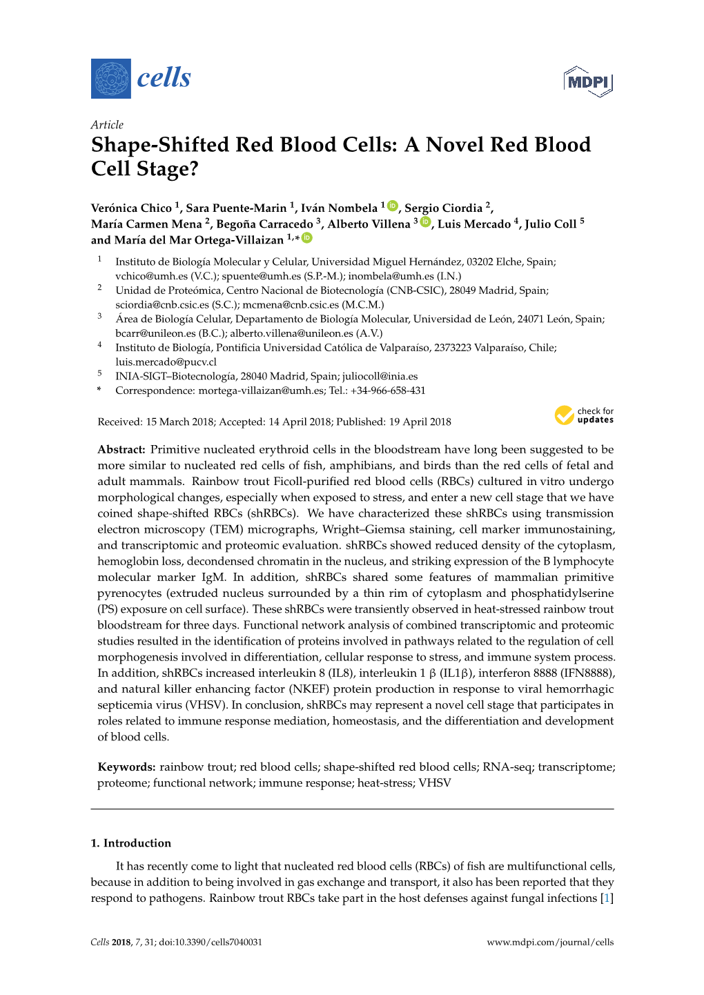 Shape-Shifted Red Blood Cells: a Novel Red Blood Cell Stage?