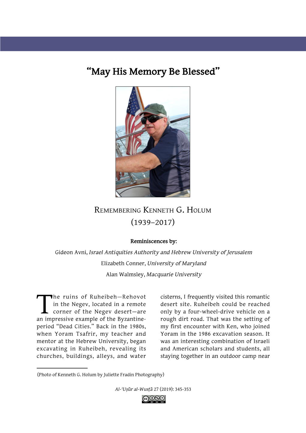“May His Memory Be Blessed”