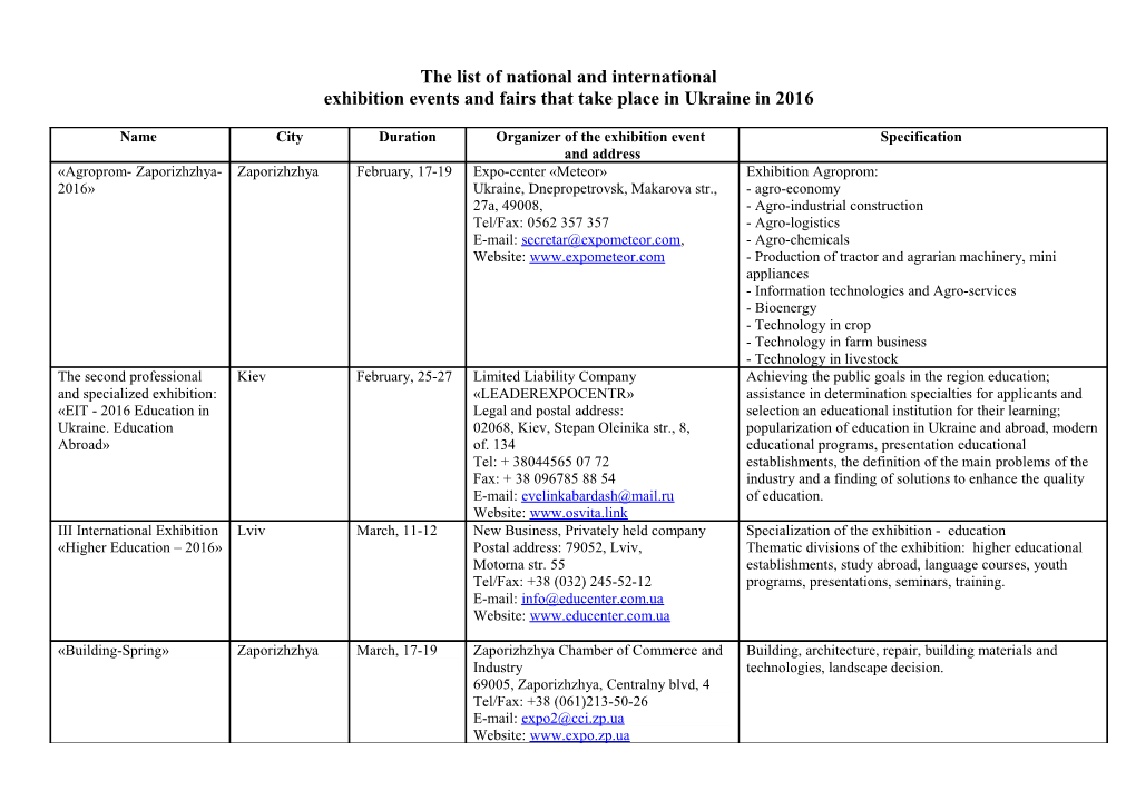 The List of National and International