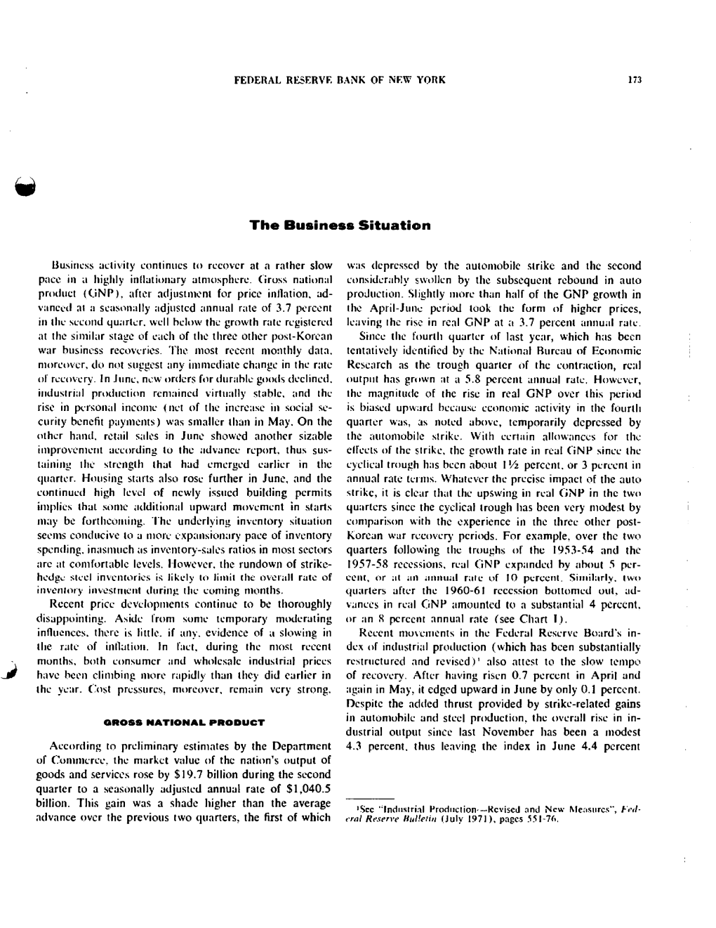 The Business Situation, August 1971
