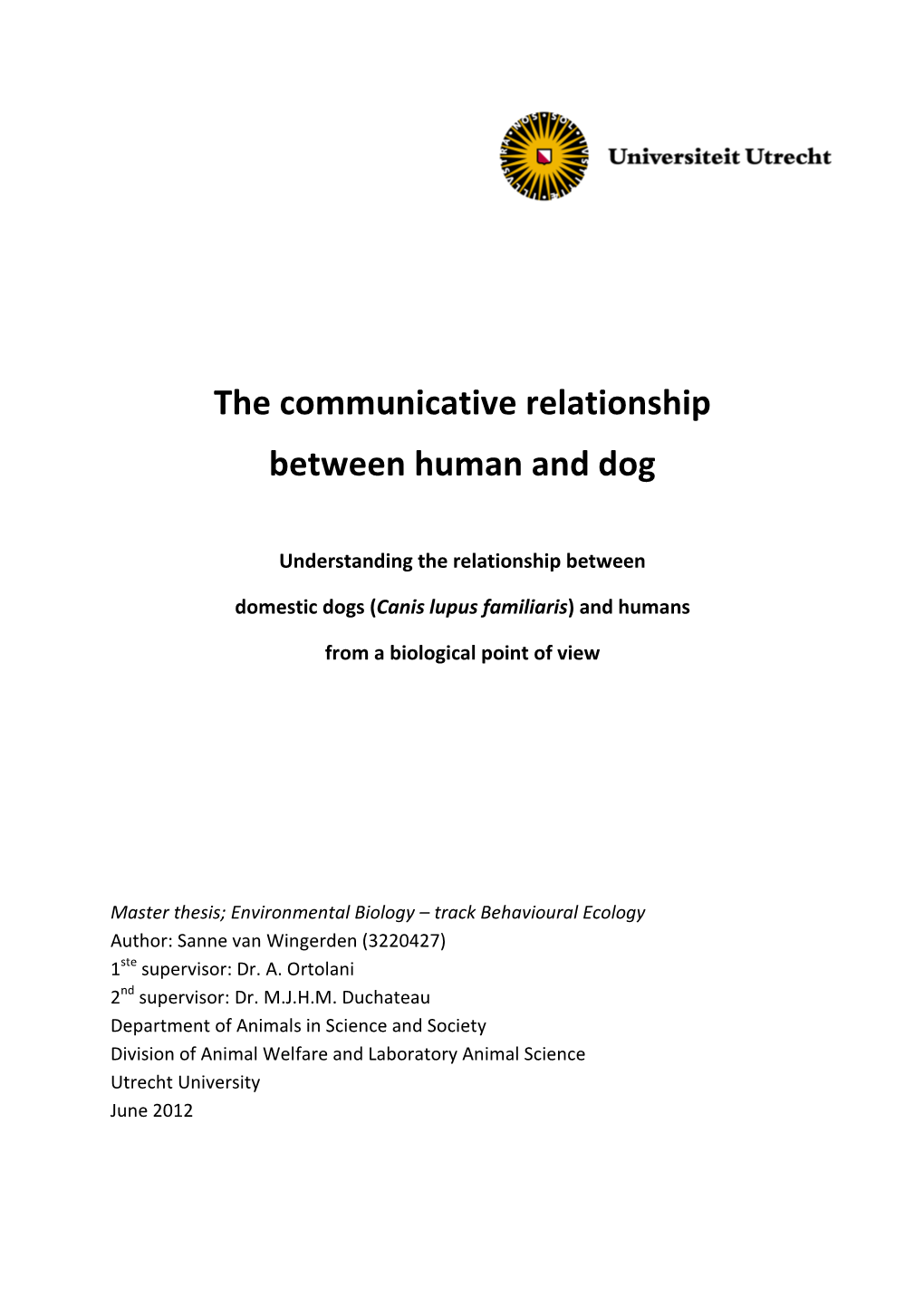 The Communicative Relationship Between Human and Dog
