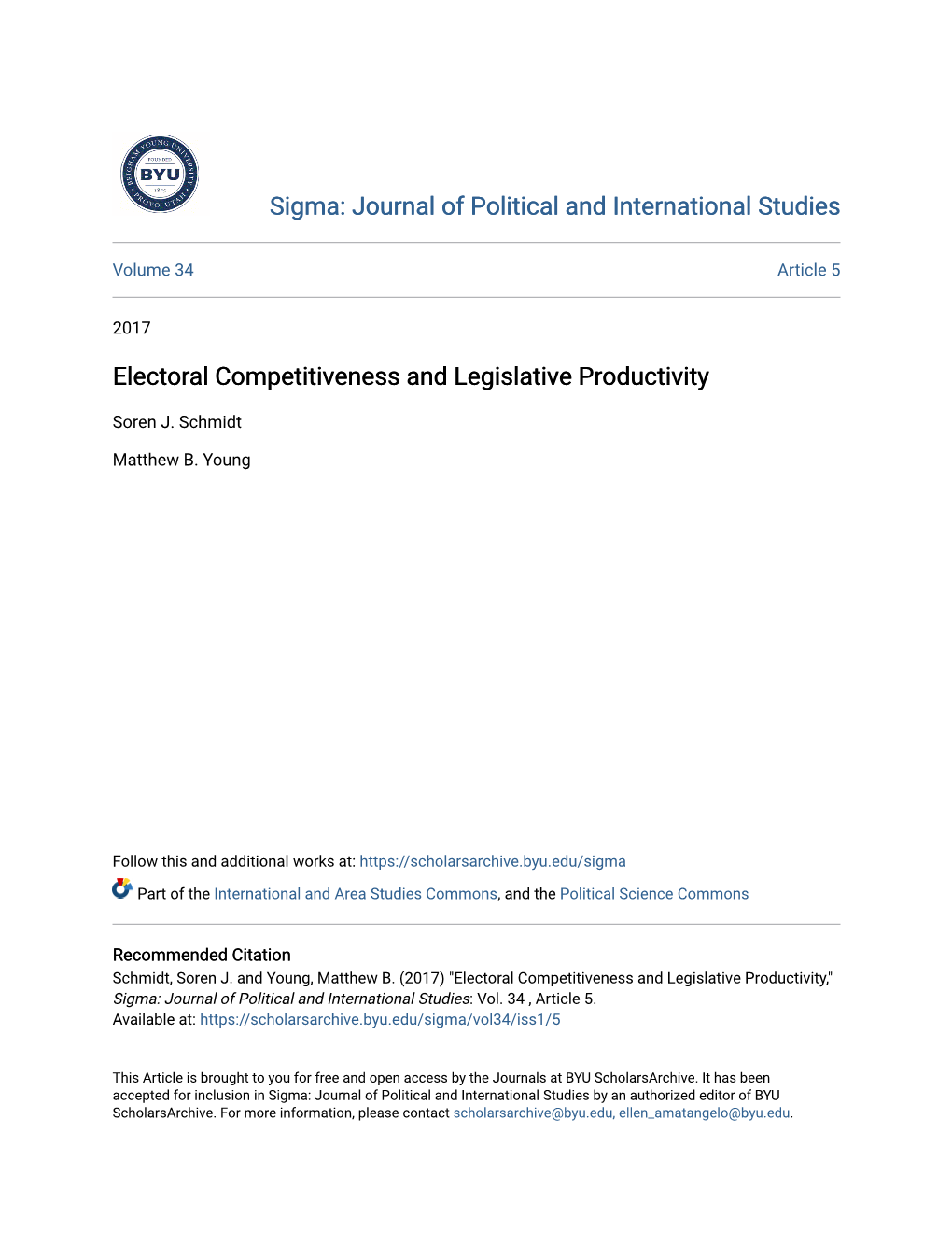 Electoral Competitiveness and Legislative Productivity