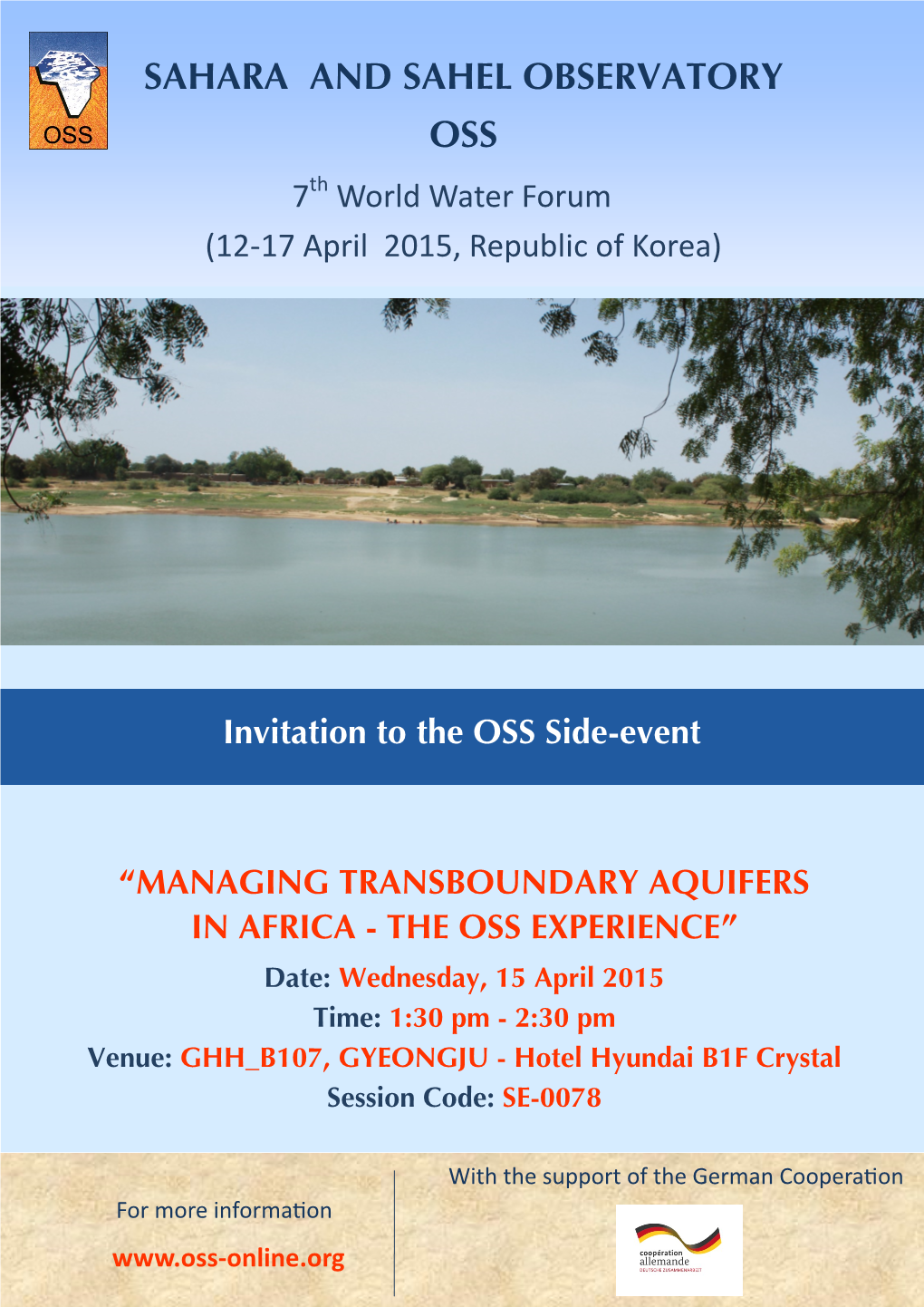 SAHARA and SAHEL OBSERVATORY OSS 7Th World Water Forum (12-17 April 2015, Republic of Korea)