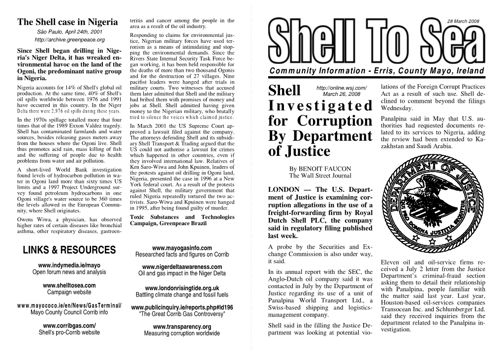 Shell Investigated for Corruption by Department of Justice