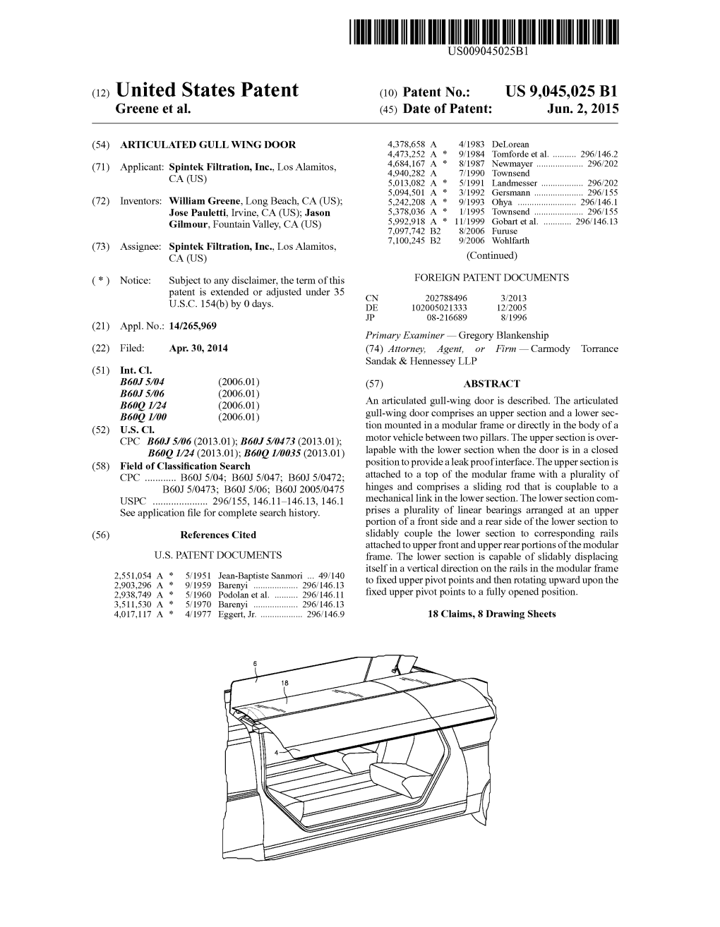 (12) United States Patent (10) Patent No.: US 9,045,025 B1 Greene Et Al