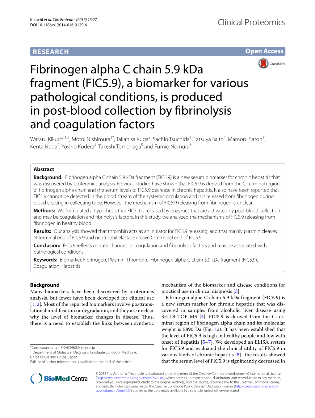 Fibrinogen Alpha C Chain 5.9 Kda Fragment (FIC5.9)