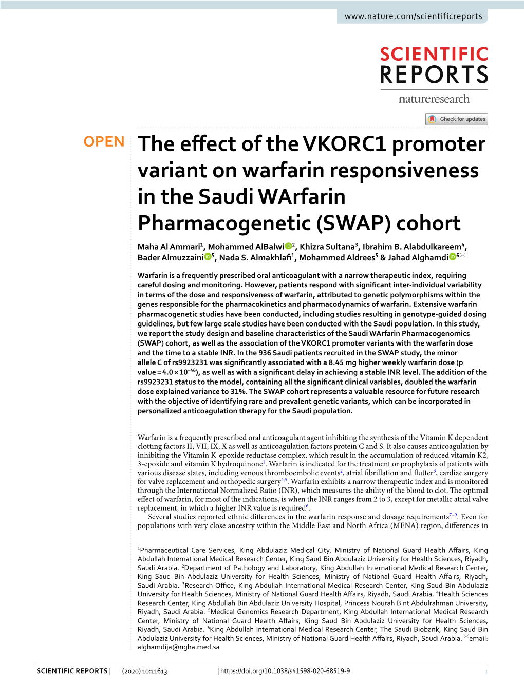The Effect of the VKORC1 Promoter Variant on Warfarin Responsiveness