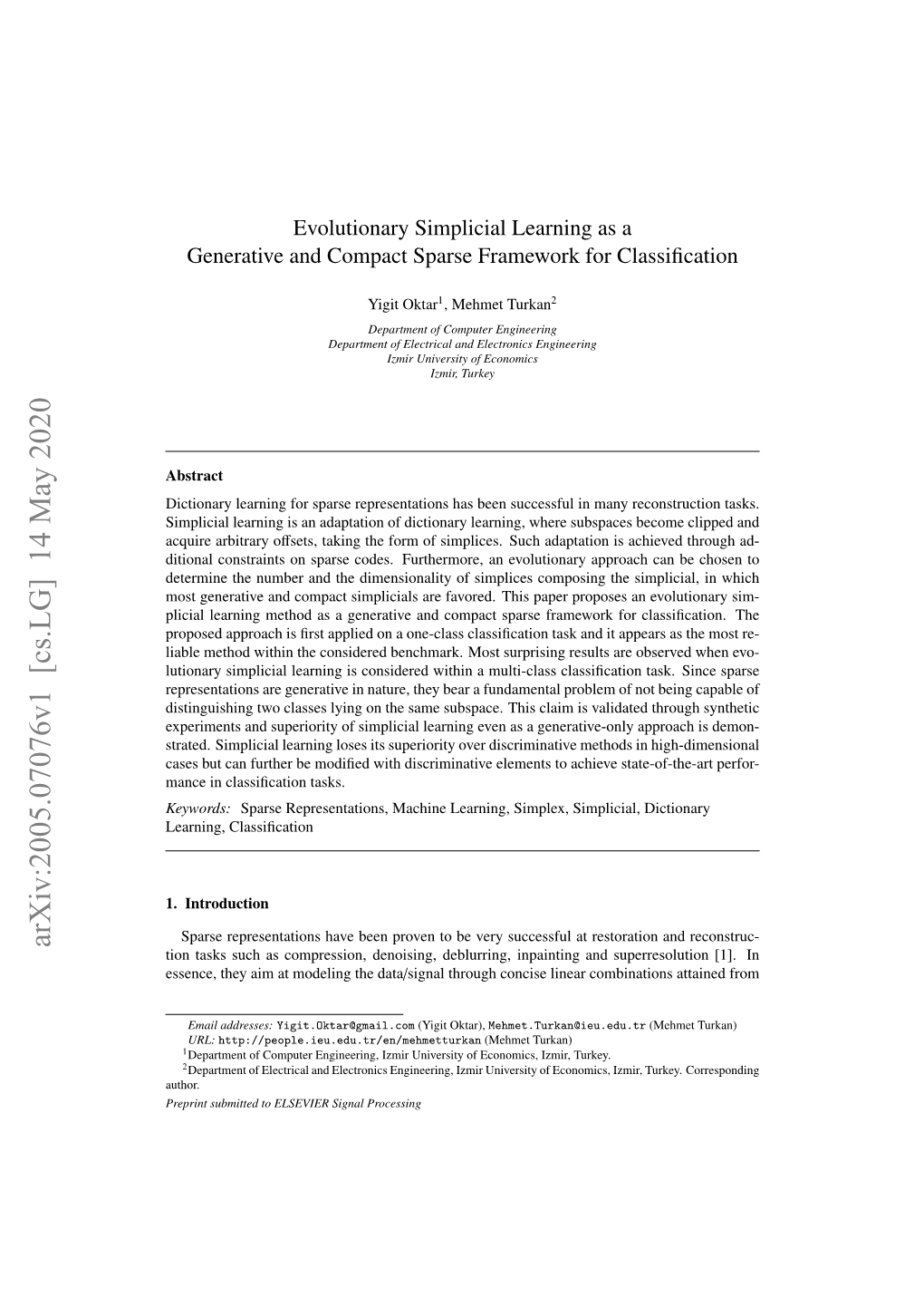 Arxiv:2005.07076V1 [Cs.LG] 14 May 2020 Tion Tasks Such As Compression, Denoising, Deblurring, Inpainting and Superresolution [1]