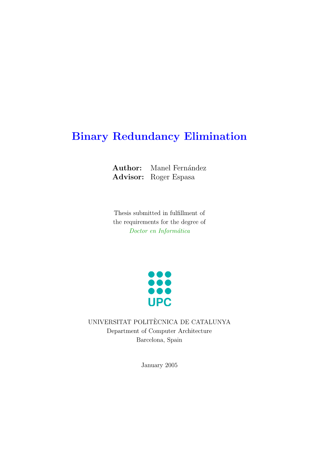 Binary Redundancy Elimination