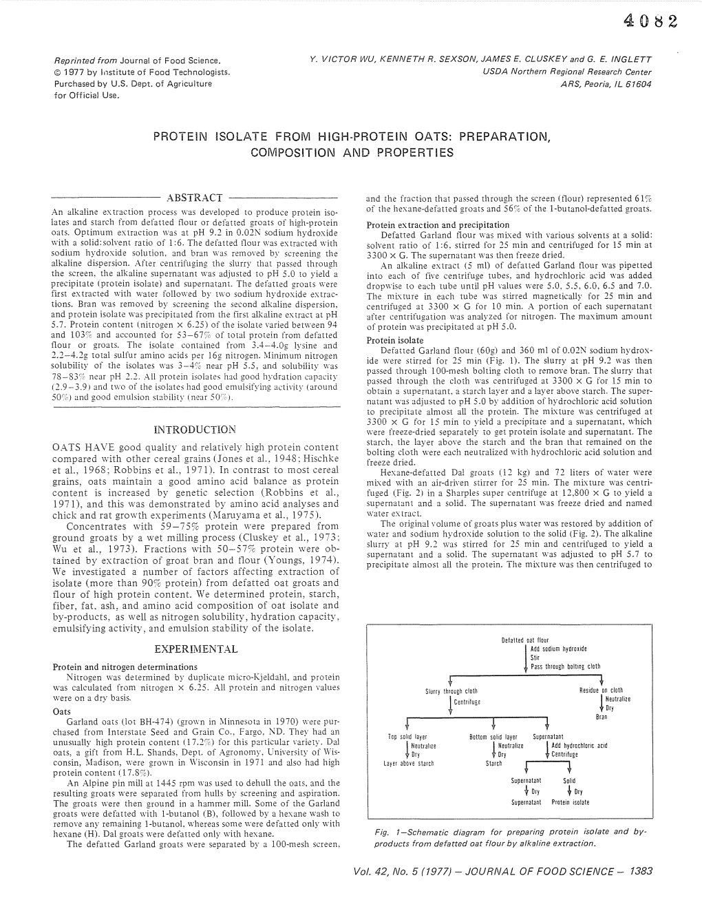 Protein Isolate from High-Protein Oats: Preparatioi\J, Composition and Properties