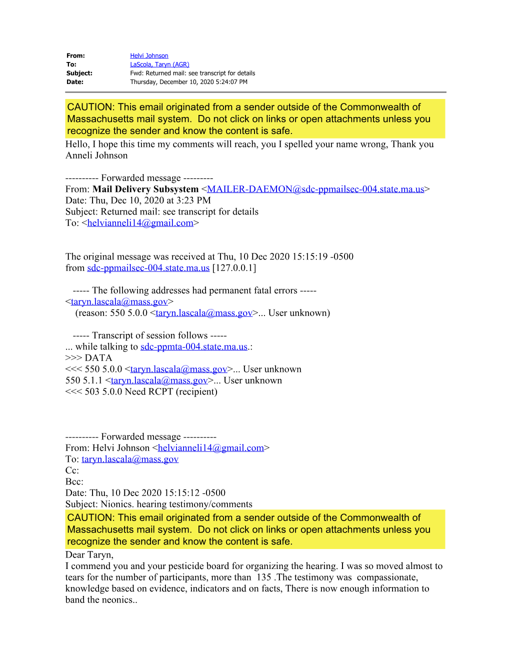 Neonicotinoid Review Date: Thursday, December 3, 2020 9:04:43 AM