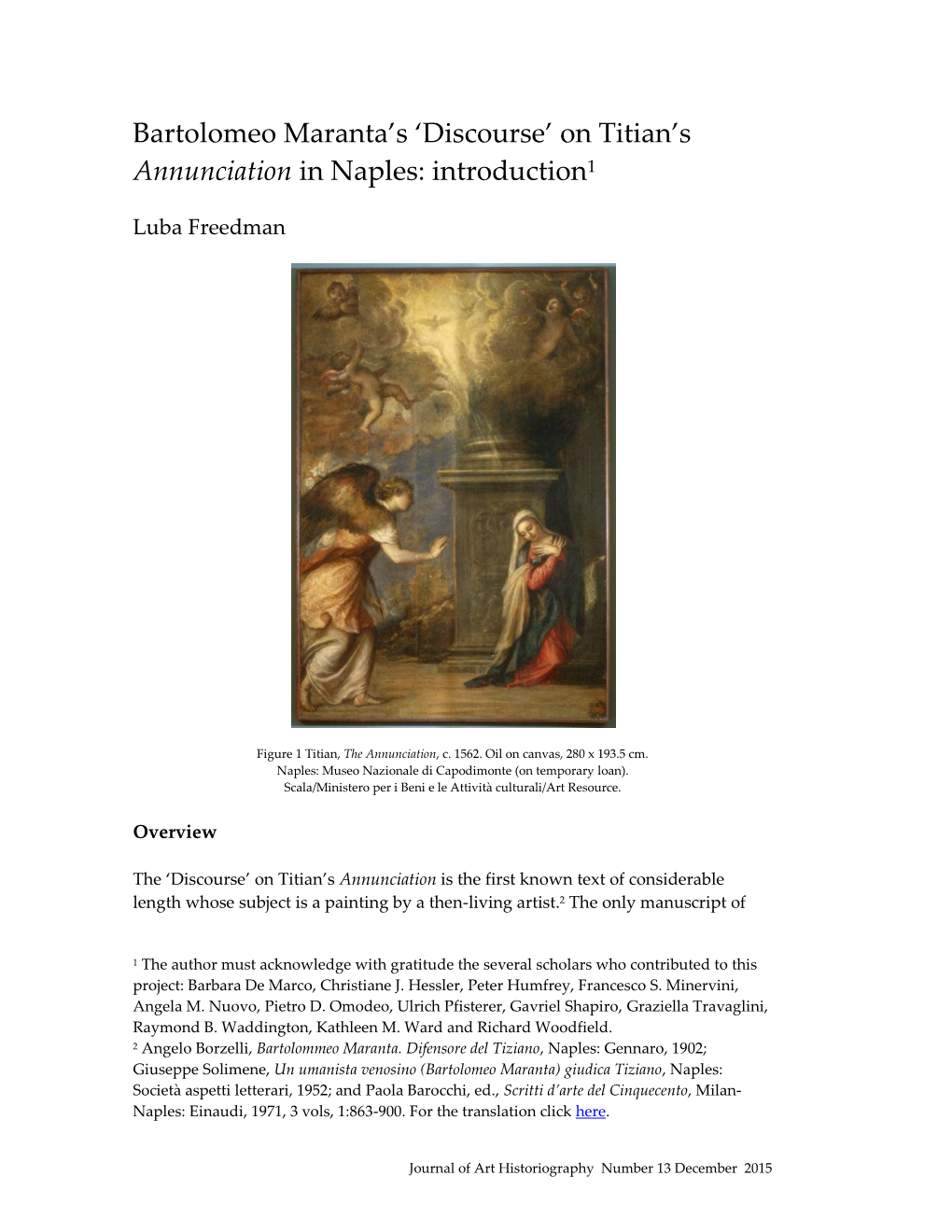 On Titian's Annunciation in Naples