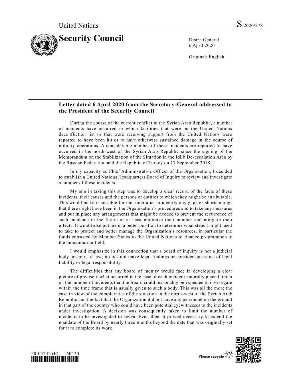 Security Council Distr.: General 6 April 2020