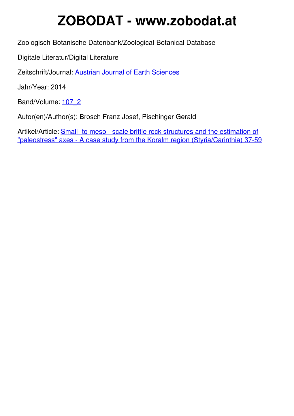 “Paleostress” Axes – a Case Study from the Koralm Region (Styria/Carinthia)______