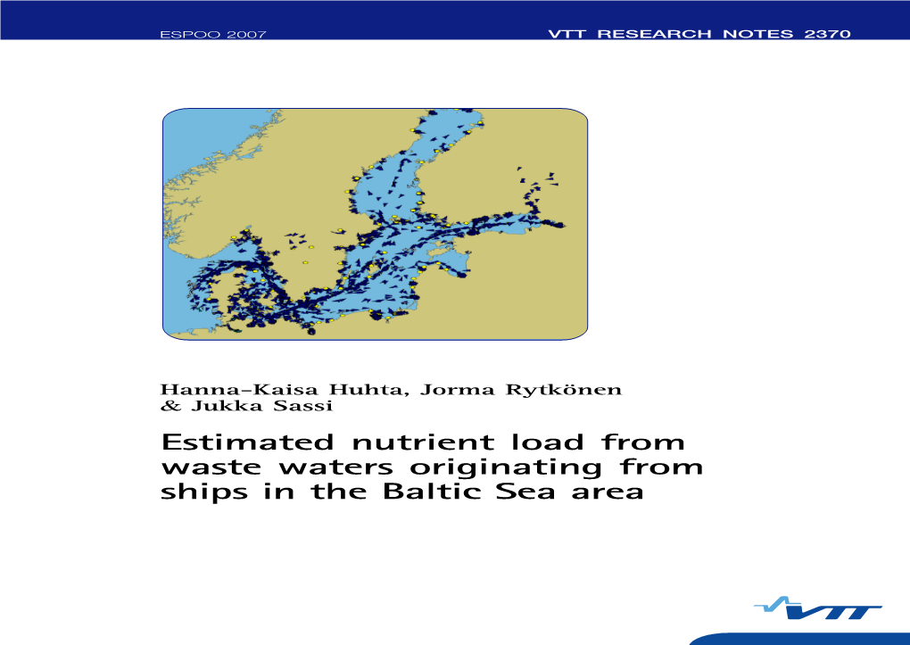 Estimated Nutrient Load from Waste Waters Originating from Ships in The