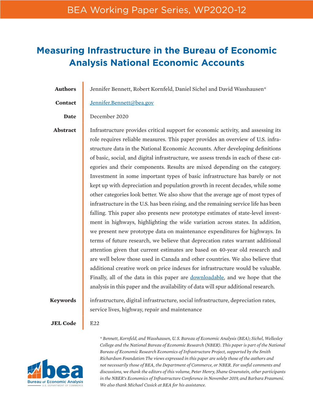 Measuring Infrastructure in the Bureau of Economic Analysis National Economic Accounts