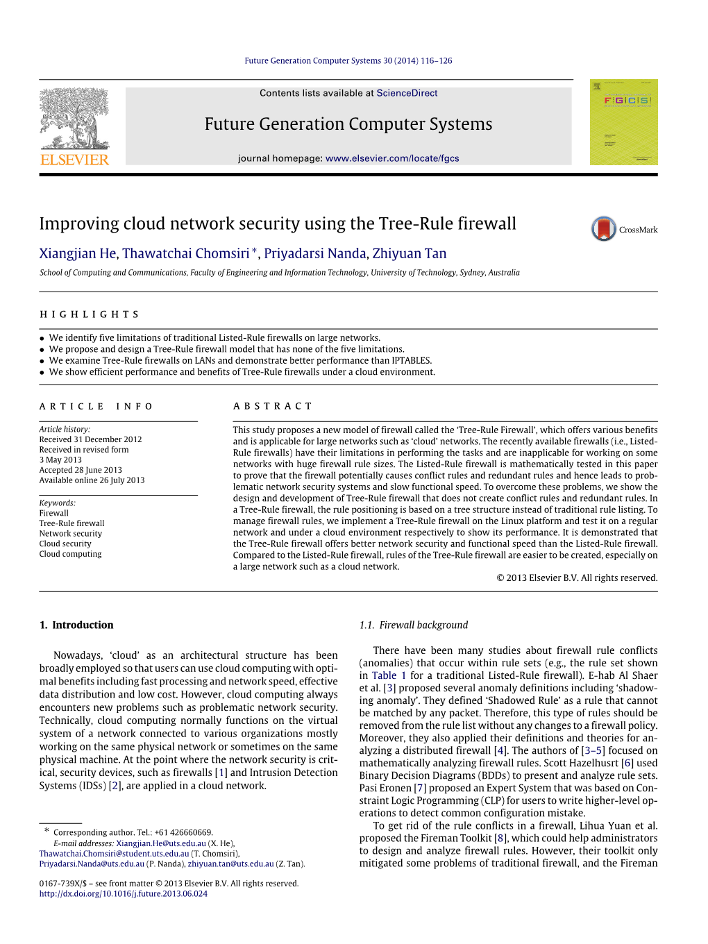 Improving Cloud Network Security Using the Tree-Rule Firewall