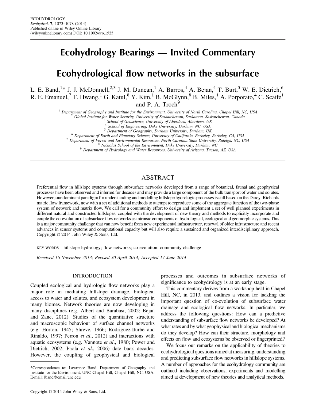 Ecohydrological Flow Networks in the Subsurface