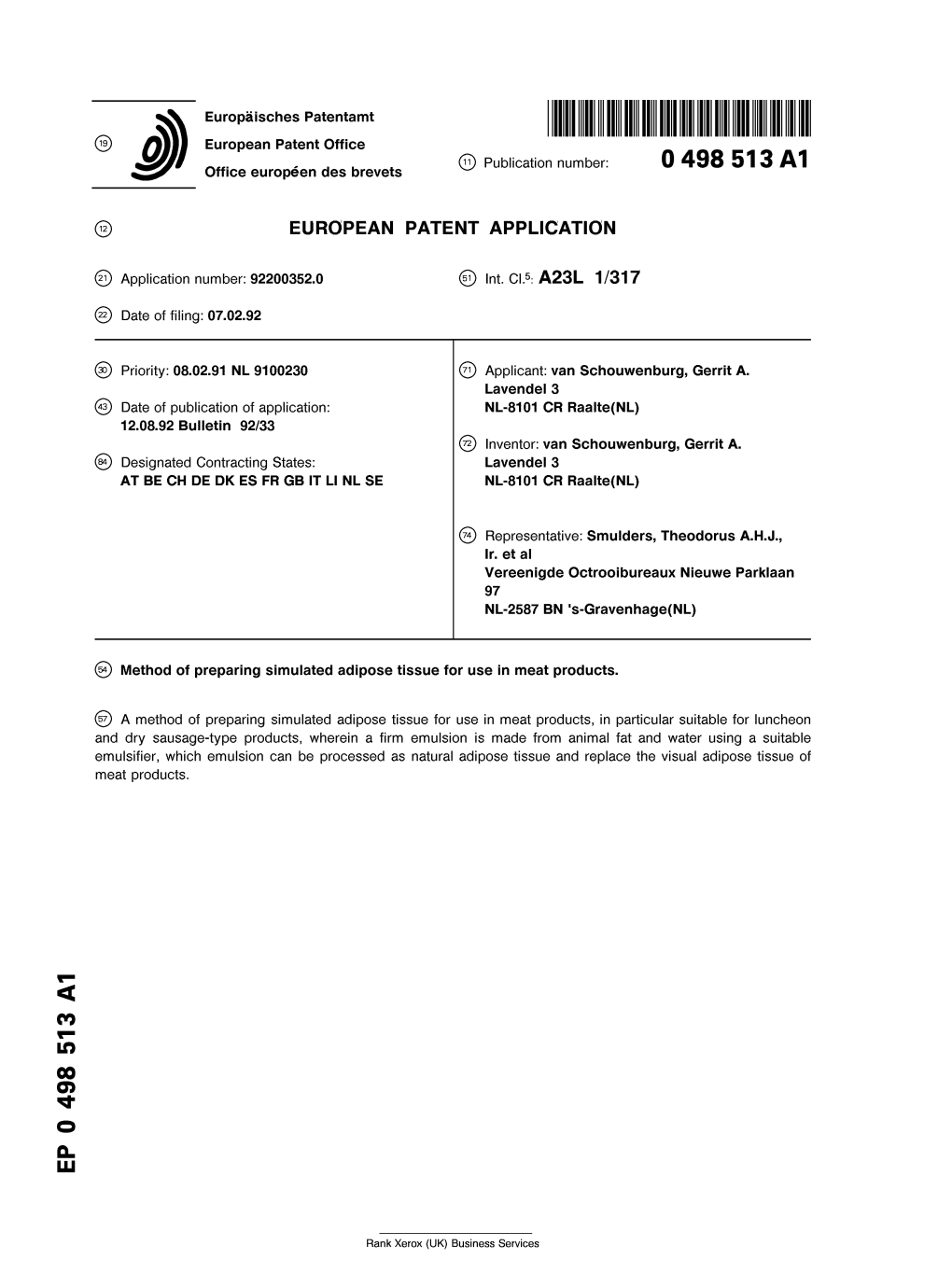 Method of Preparing Simulated Adipose Tissue for Use in Meat Products