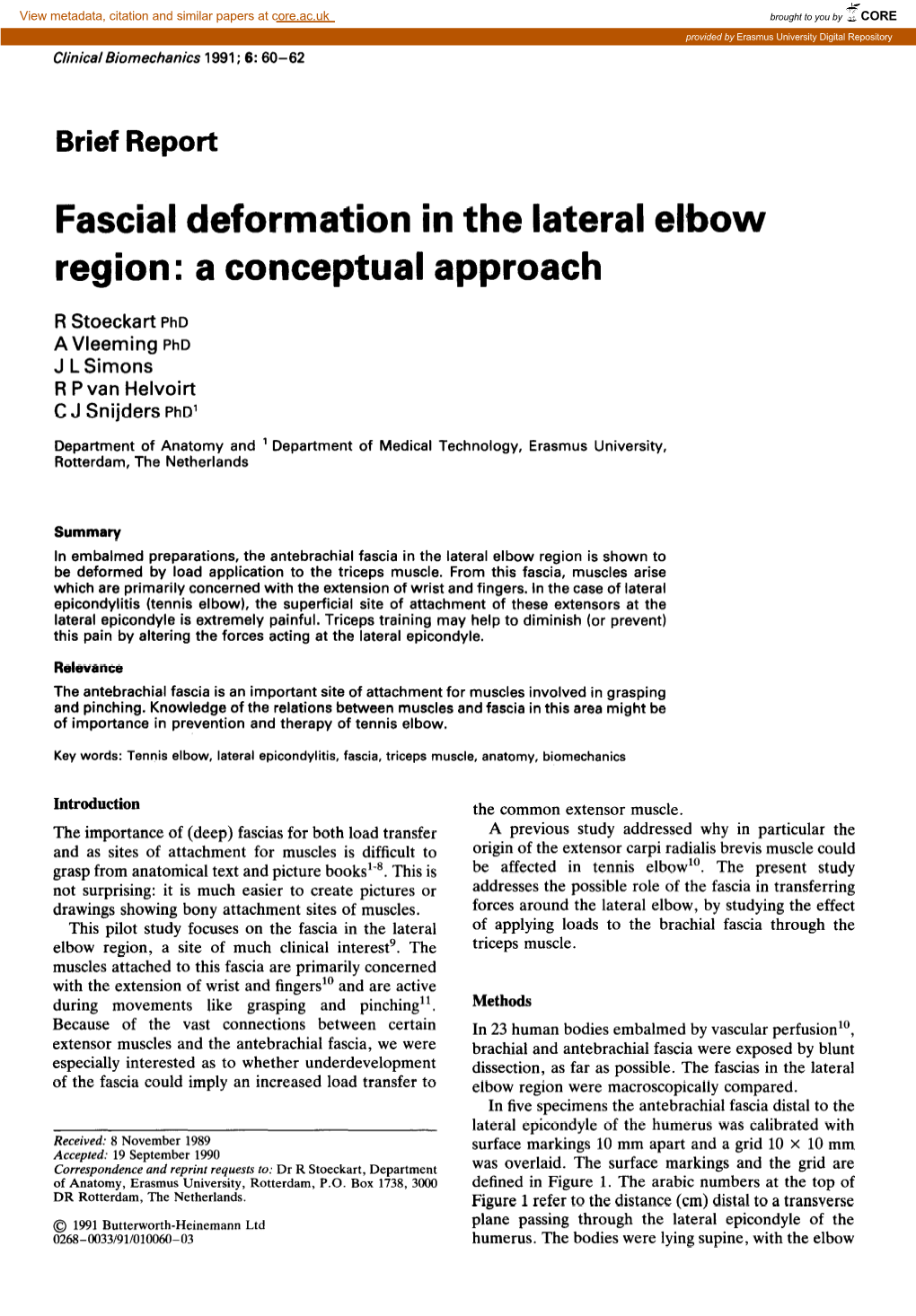 Fascial Deformation in the Lateral Elbow Region: a Conceptual Approach