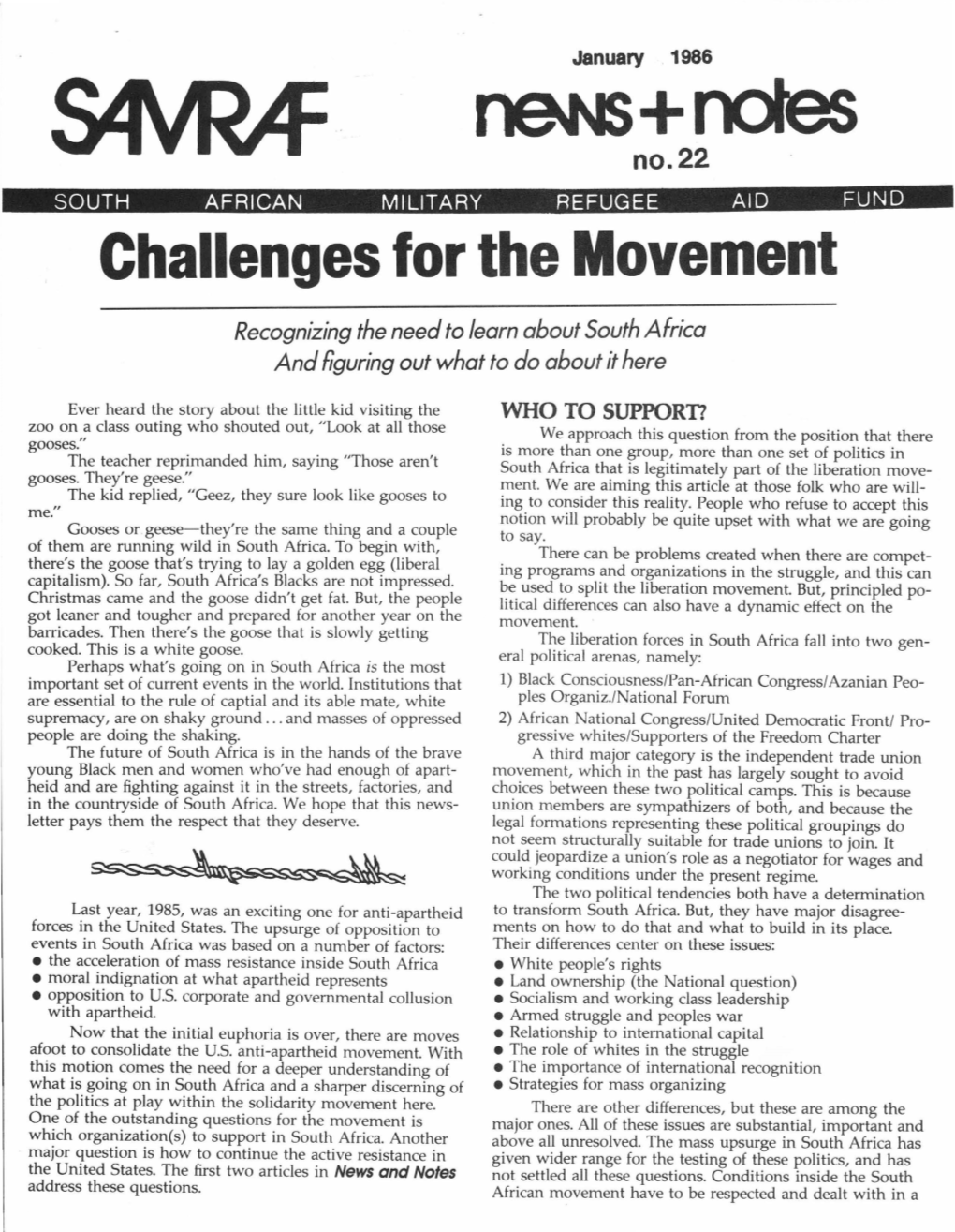 Challenges for the Movement