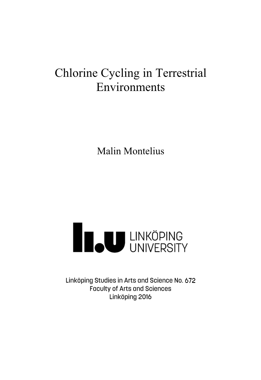 Chlorine Cycling in Terrestrial Environments