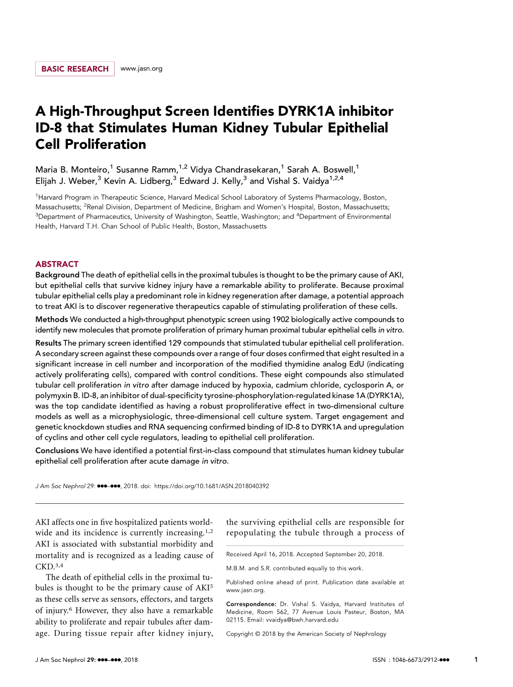 A High-Throughput Screen Identifies DYRK1A Inhibitor ID-8 That