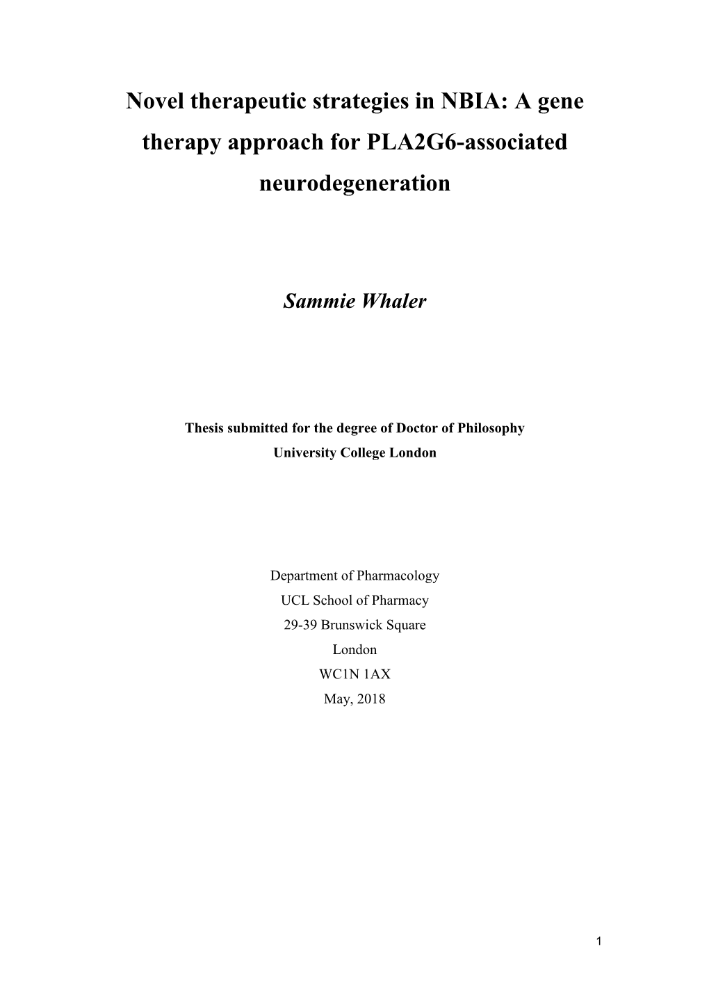 A Gene Therapy Approach for PLA2G6-Associated Neurodegeneration