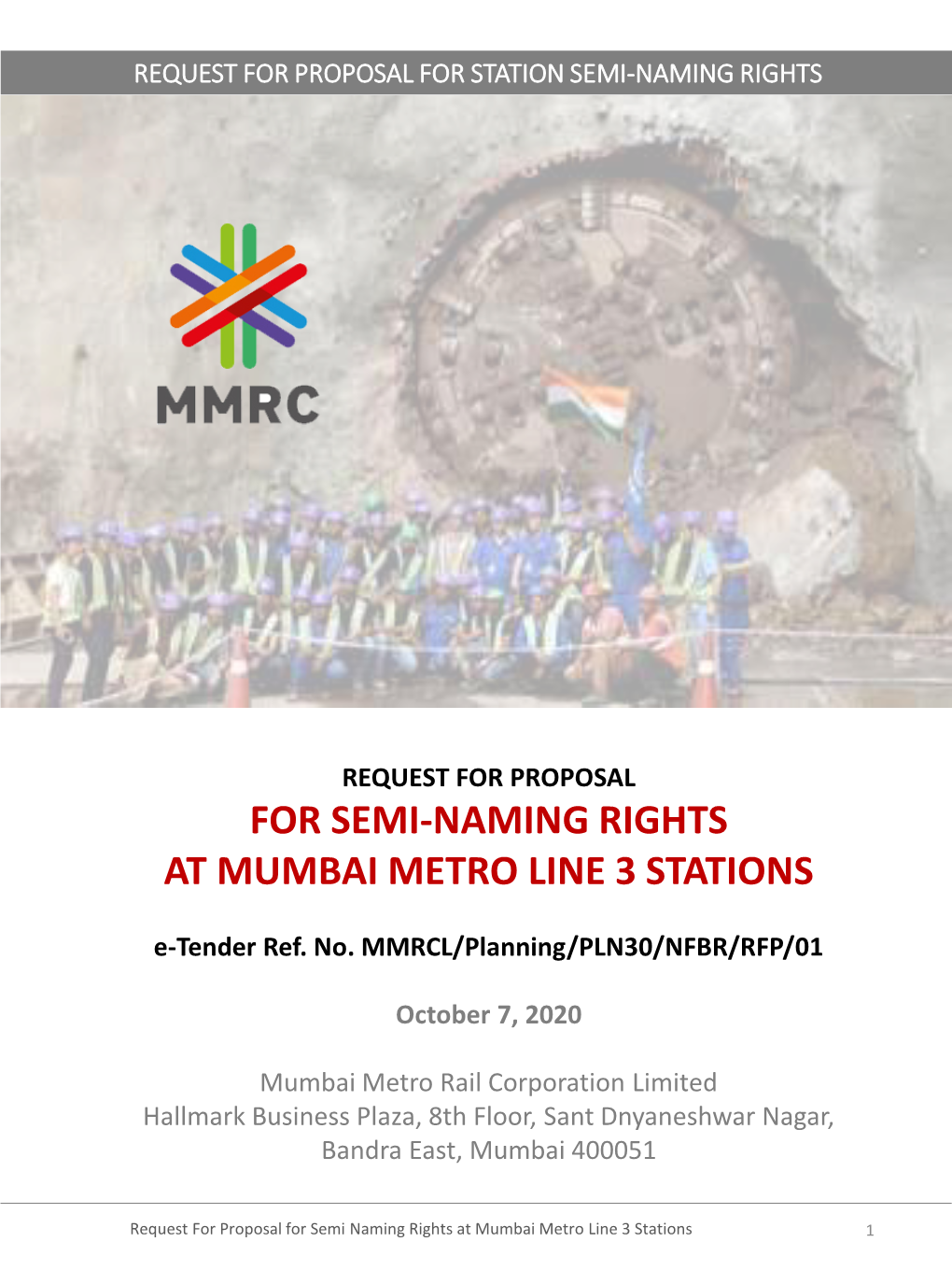 For Semi-Naming Rights at Mumbai Metro Line 3 Stations