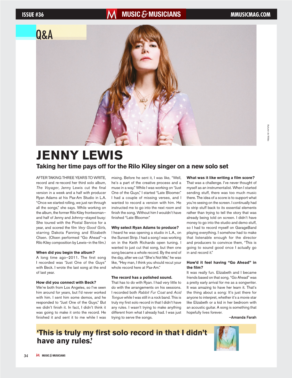 Jenny Lewis Taking Her Time Pays Off for the Rilo Kiley Singer on a New Solo Set