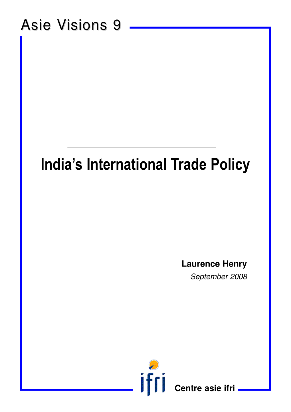 India's International Trade Policy