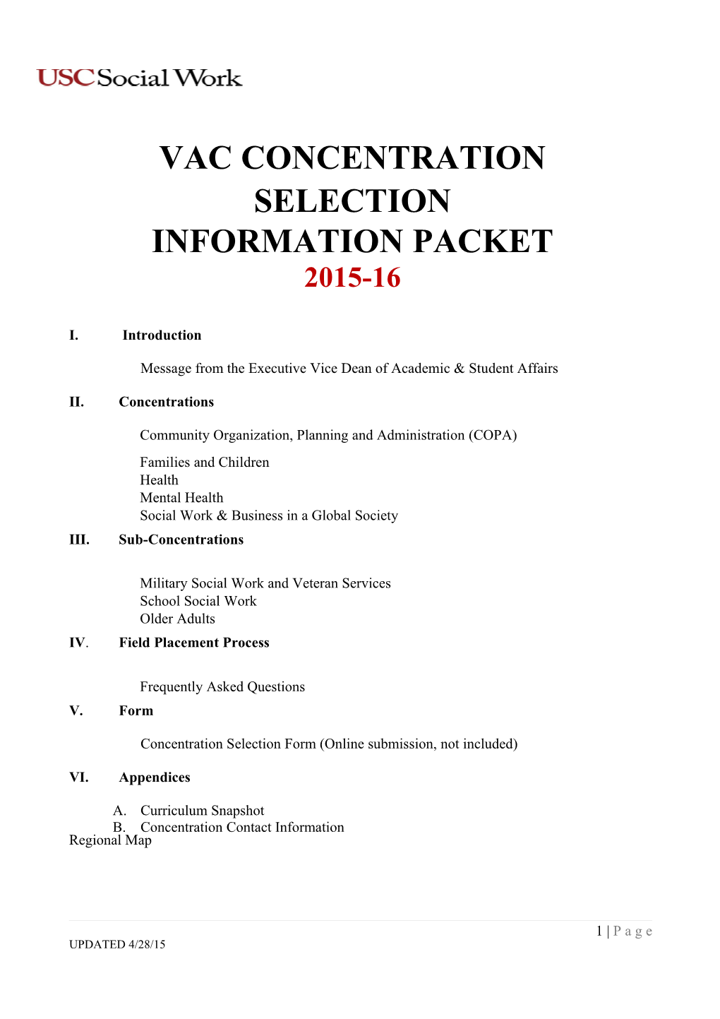 Vac Concentration Selection