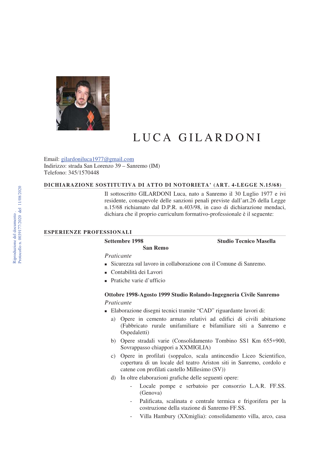 Curriculum Luca Gilardoni