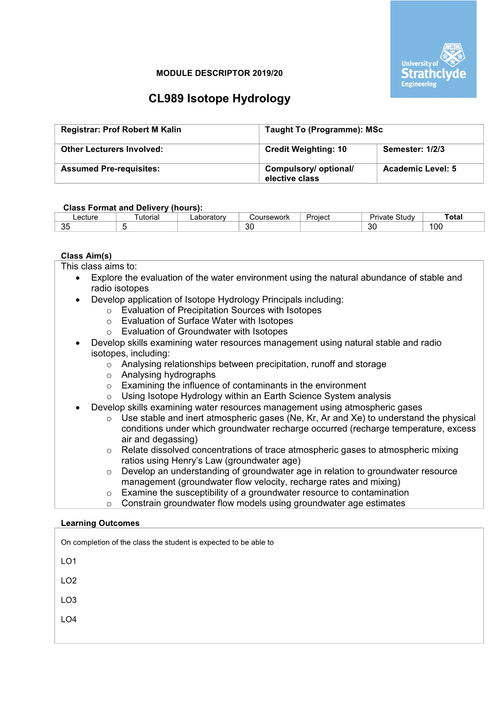 CL989 Isotope Hydrology