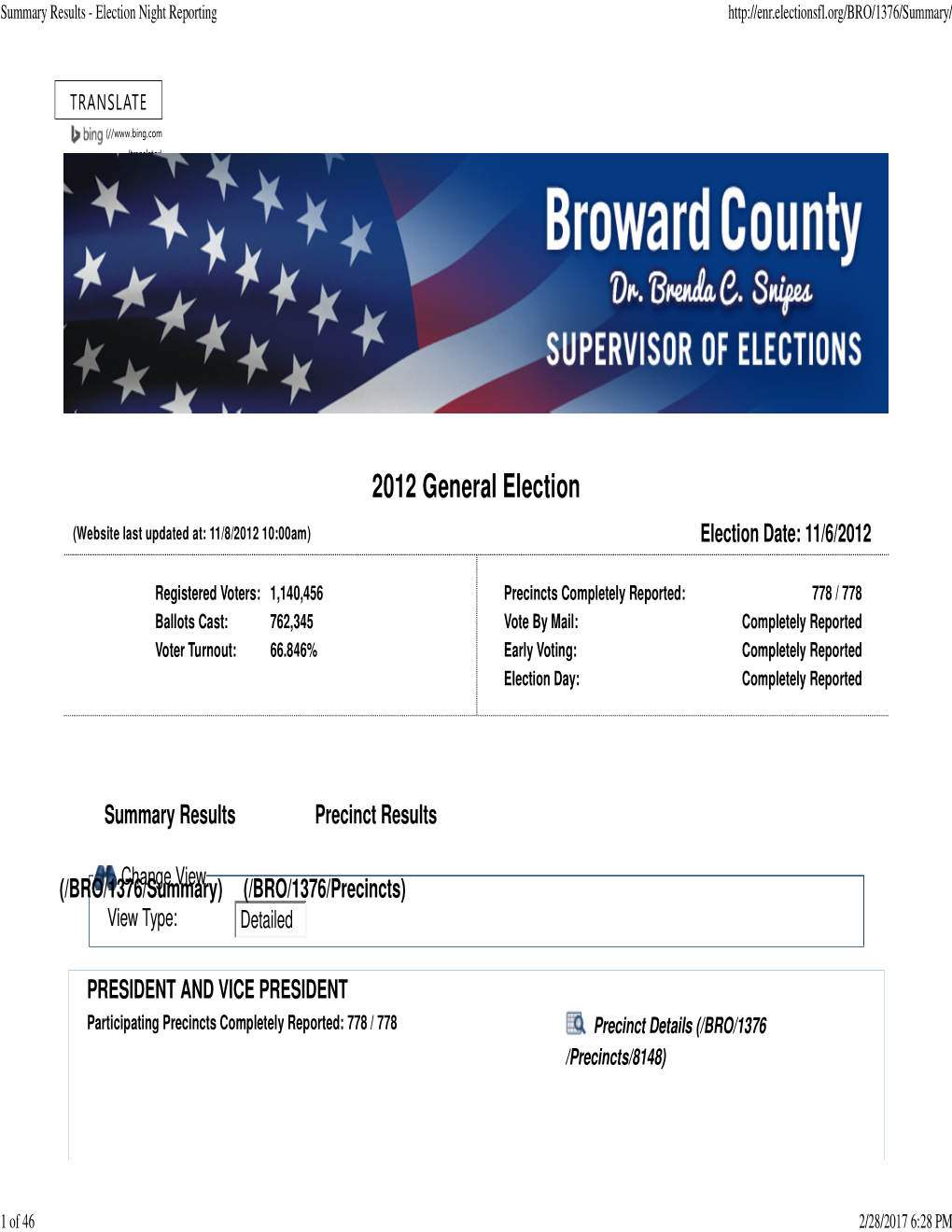 Summary Results - Election Night Reporting