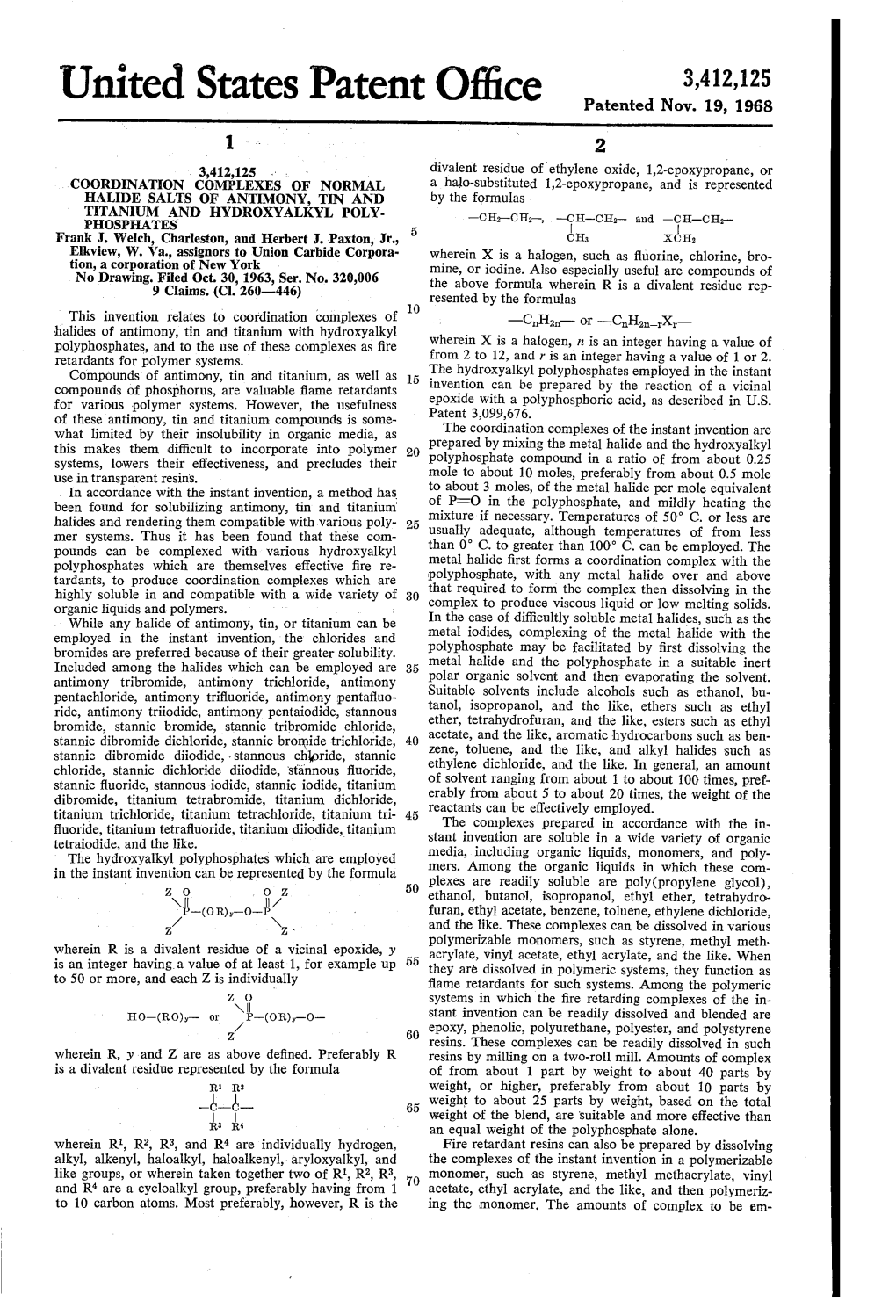 United States Patent Office Patented Nov