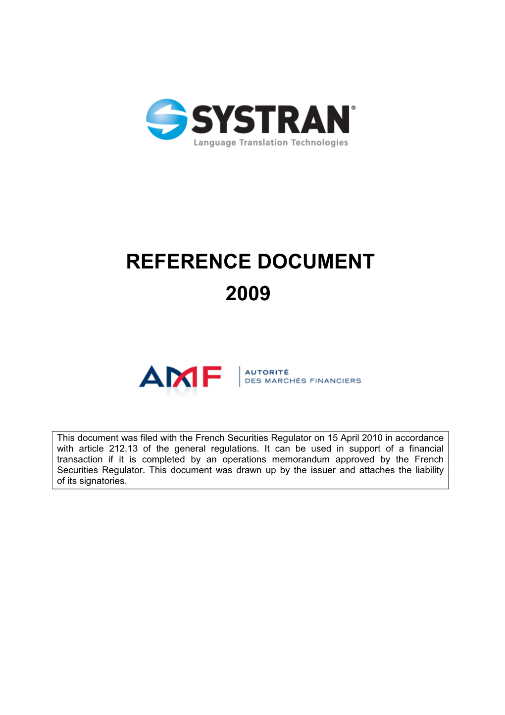 Reference Document 2009