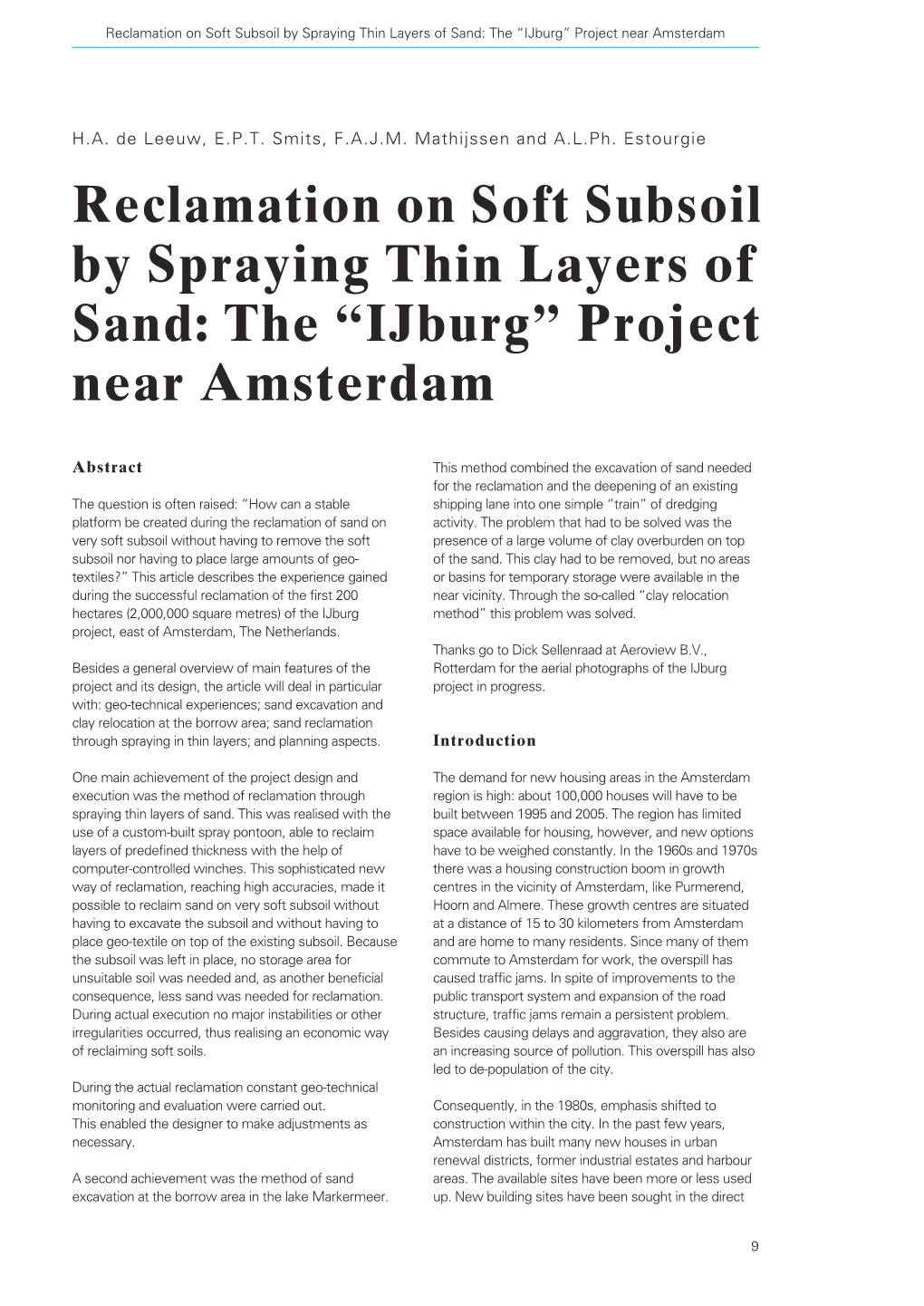 Reclamation on Soft Subsoil by Spraying Thin Layers of Sand: the “Ijburg” Project Near Amsterdam