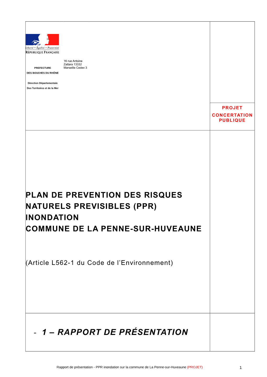 1 – Rapport De Présentation