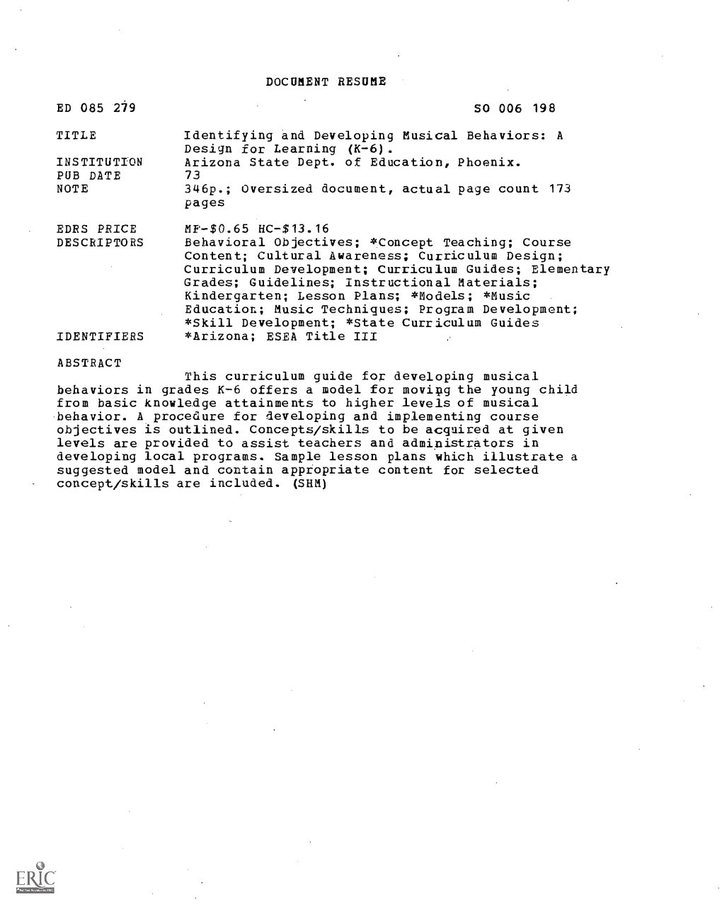 Document Resume Ed 085 279 So 006 198 Title