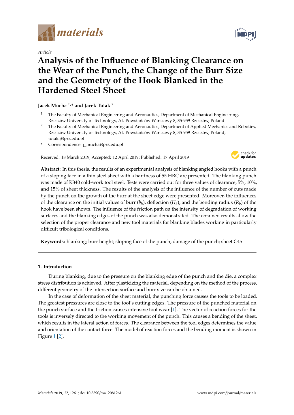 Analysis of the Influence of Blanking Clearance on the Wear of The