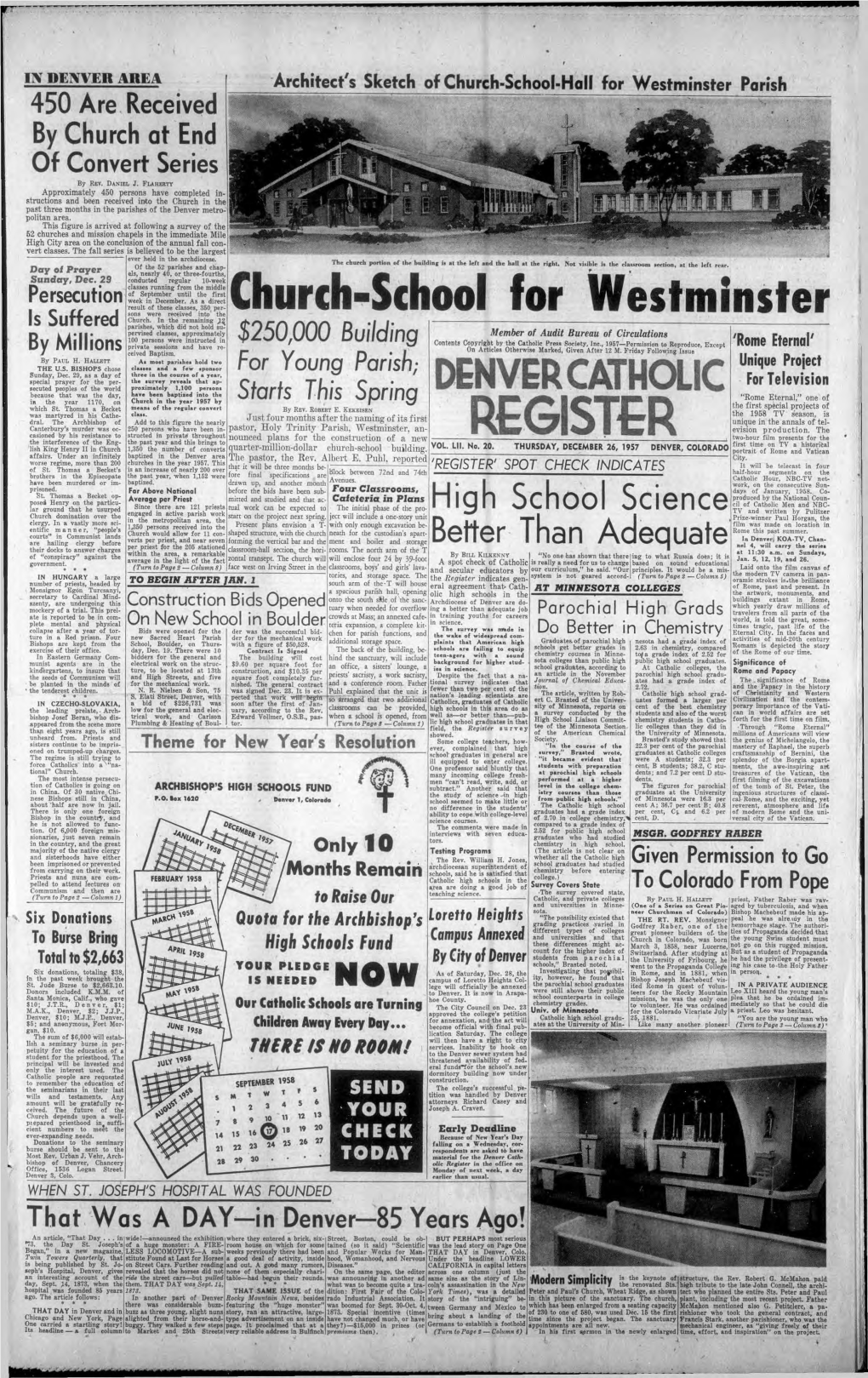 THE DENVER CATHOLIC REGISTER Telephone, Keyitone 4-4205 Thurtdoy, Dee