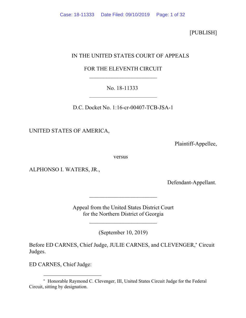 Case: 18-11333 Date Filed: 09/10/2019 Page: 1 of 32