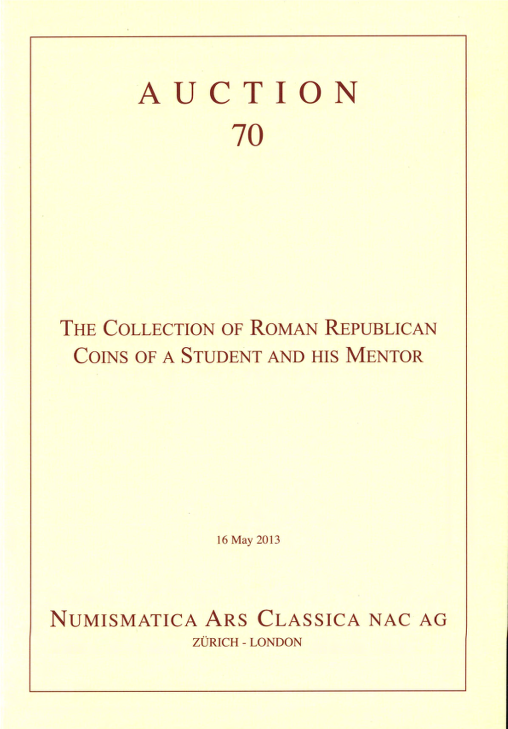 The Collection of Roman Republican Coins of a Student and His Mentor