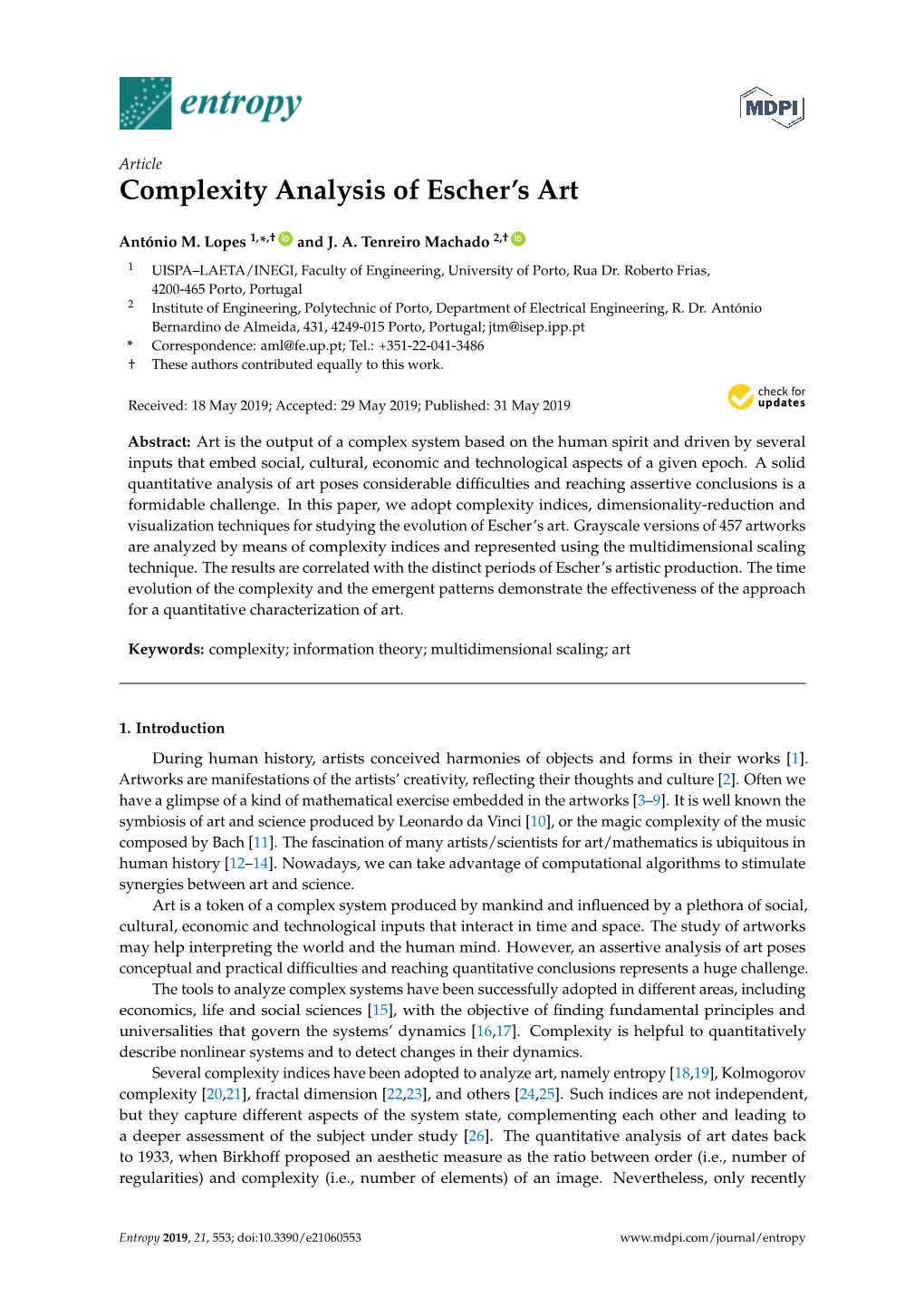 Complexity Analysis of Escher's